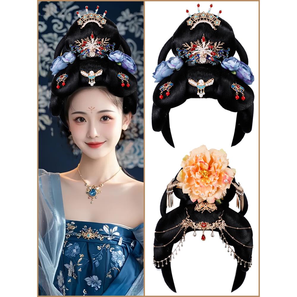 采购产品古风女士全套头饰，皇妃，唐风汉代假发套装，影视剧同款