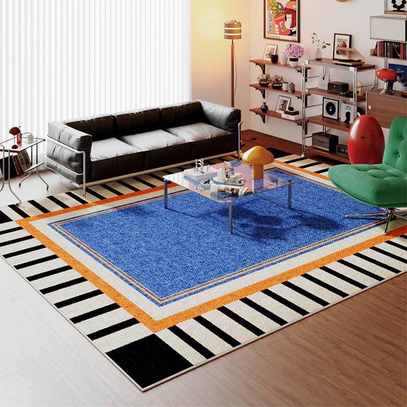 蓝色包豪斯覆古风免打理客厅地毯防水可擦耐磨隔音防滑彩色茶几垫,居家布艺,地毯,淘宝优惠券,粉丝福利购,淘宝优惠卷
