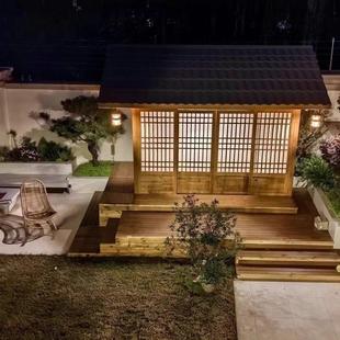 户外茶室木屋别墅凉亭房子防腐木古建木屋茶屋彷古庭院