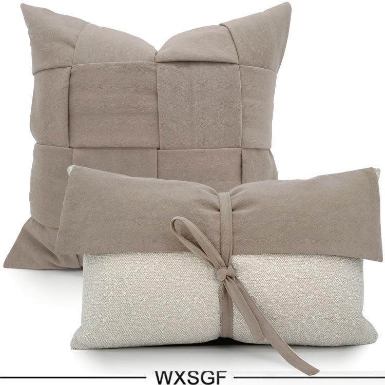 宅寂风格奶茶灰组合拼接抱枕抱枕沙发样板房拼接靠枕轻奢靠垫编织,居家布艺,靠垫/抱枕,淘宝优惠券,粉丝福利购,淘宝优惠卷