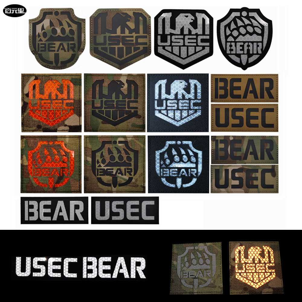 反光IR面料逃离塔科夫USEC BEAR英文臂章夜间识别章士气魔术贴