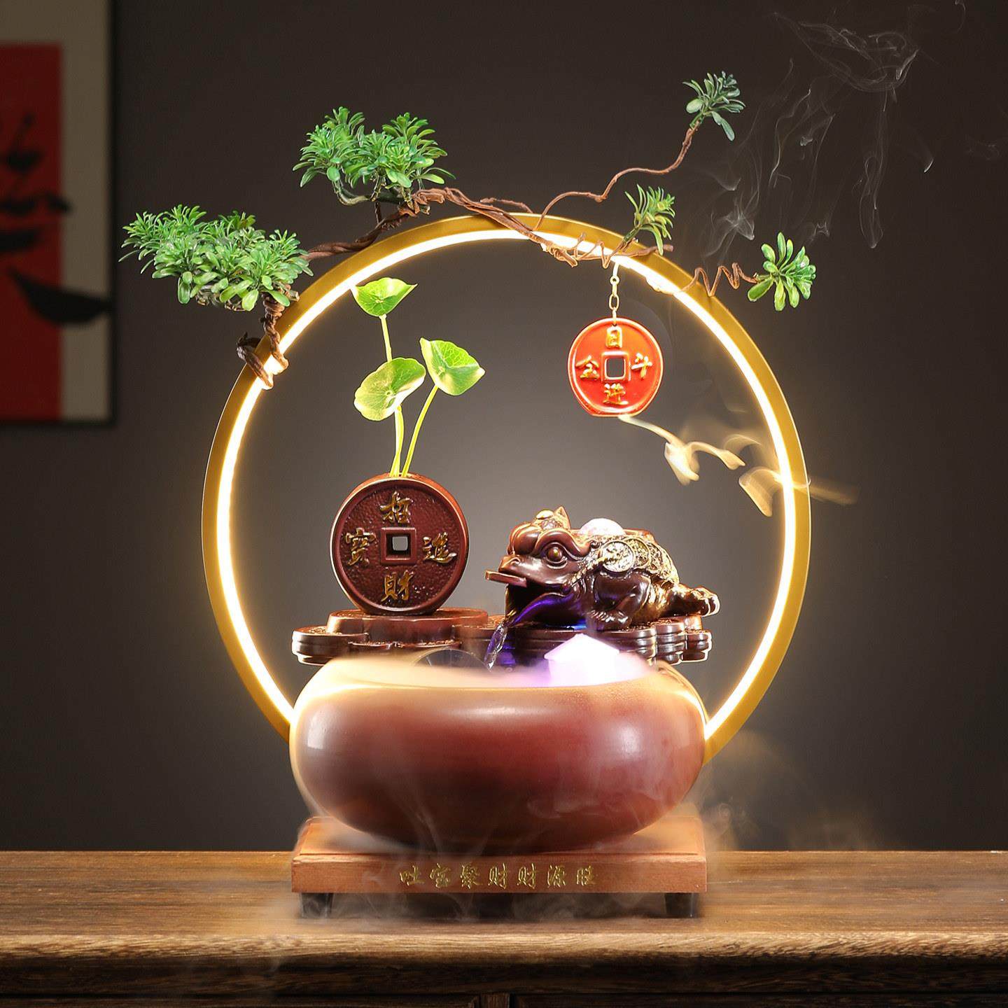 招财金蟾流水摆件循环水中式客厅办公室风水球装饰品乔迁开 业礼,家居饰品,流水摆件,淘宝优惠券,粉丝福利购,淘宝优惠卷