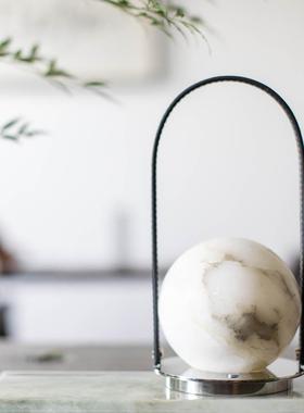 现代简约不锈钢皮革创意小夜灯样板间卧室床头柜小台灯装饰品摆设