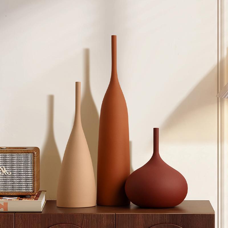 北欧法式莫兰迪陶瓷细口花瓶客厅摆件酒柜玄关斗柜家居设计师花器