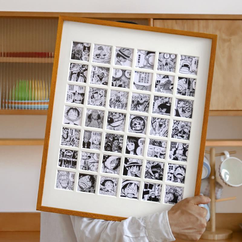 挂墙48宫格相框照片实木装裱宝宝定制画 画框定制儿童成长展示照