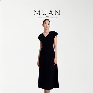 木岸muan赫本小黑裙夏季高个版定制背心裙长裙连衣裙女ZZ-Z25C10