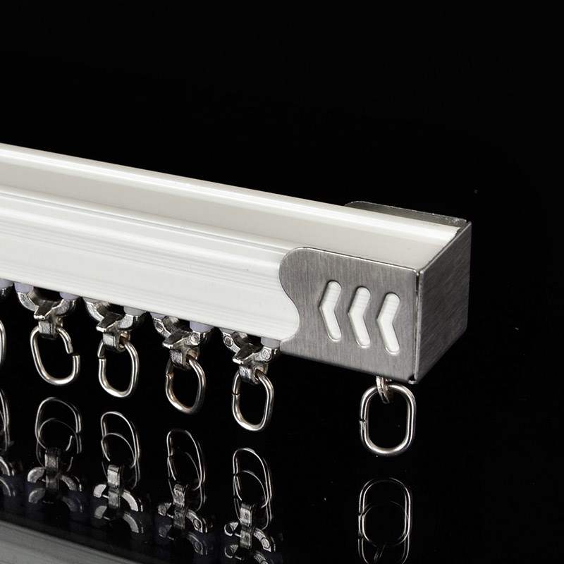 双重加厚铝合窗帘轨道单轨双轨道顶装侧装静音窗帘杆子导轨滑轨