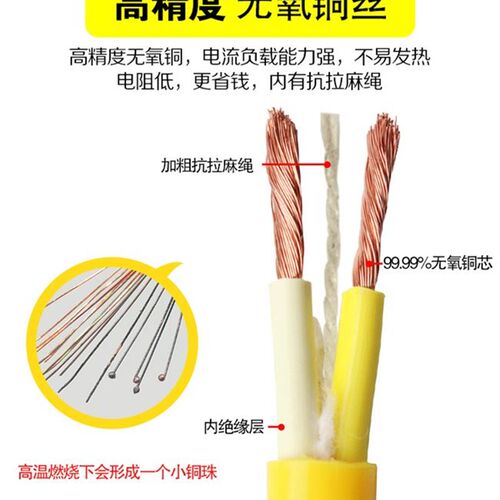 筋软电缆3芯2/1.5/2.5芯A4/6平方纯铜电线防水 防冻 耐磨