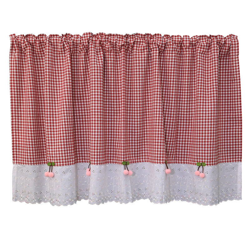 免打孔门帘小窗帘隔断格子魔术贴挂钩伸缩杆玄关韩式卧室短帘半帘