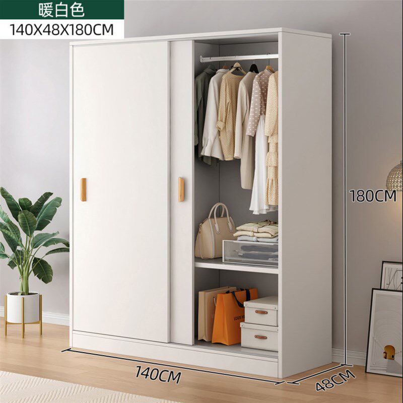 简易衣柜家用卧室出租房屋用经济型组装柜子实木质推拉门儿童衣橱