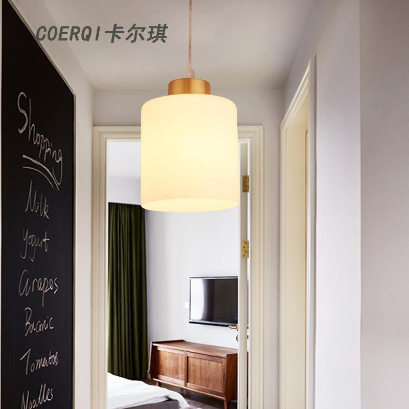 美式吊线灯全铜卧室吊灯单头 吧台吸顶灯走廊过道玄关灯简约阳台