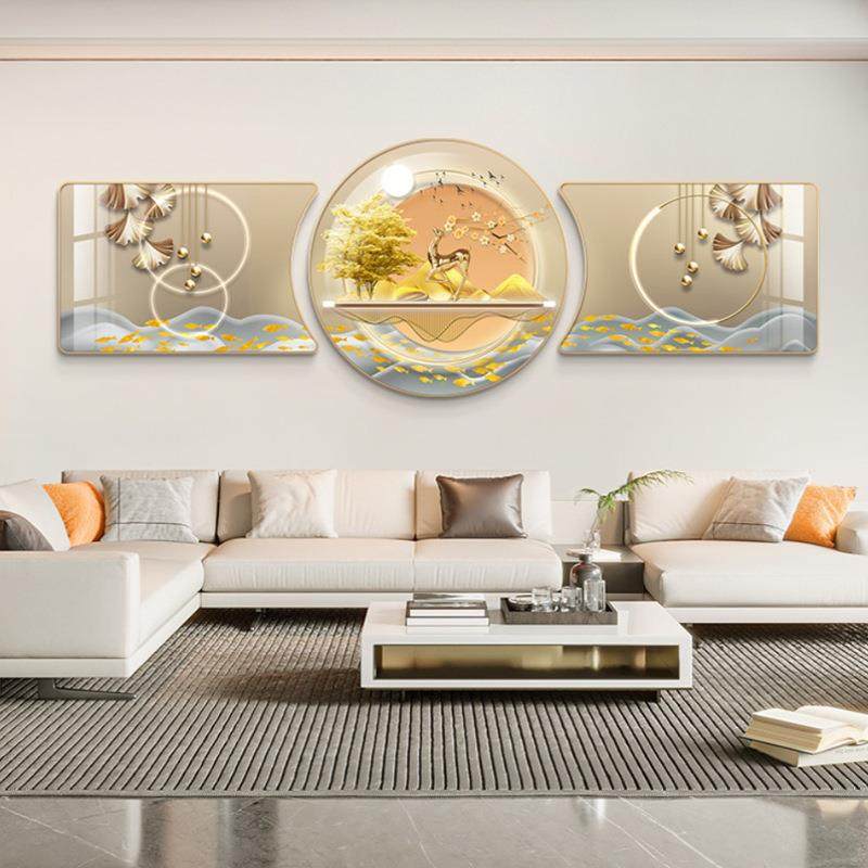 锦杏福禄轻奢客厅装饰画现代大气沙发背景墙挂画新款三联画寓意好,鲜花速递/花卉仿真/绿植园艺,其它园艺用品,淘宝优惠券,粉丝福利购,淘宝优惠卷