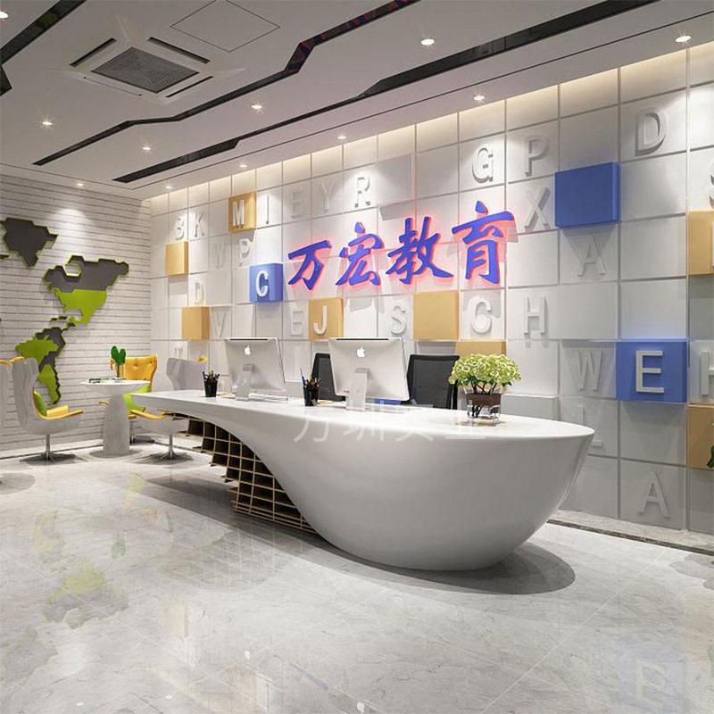 厂家定制玻璃钢异形前台室内美陈玻璃钢异形烤漆吧台酒店接待台