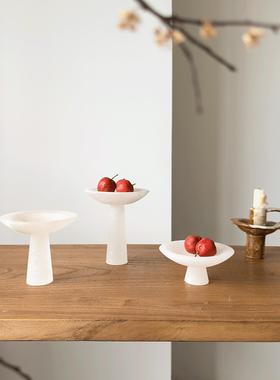 现代简约玉石圆形高脚托盘家用茶几样板间轻奢装饰首饰收纳盘摆件