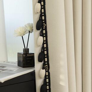 窗帘高端帘头幔头穗子花边立边黑色米色吊球辅料服装装饰M-951