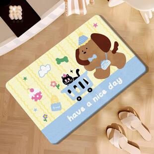 购物小狗硬硅藻泥脚垫卫生间硅藻土地垫海藻泥吸水垫速干浴室防滑