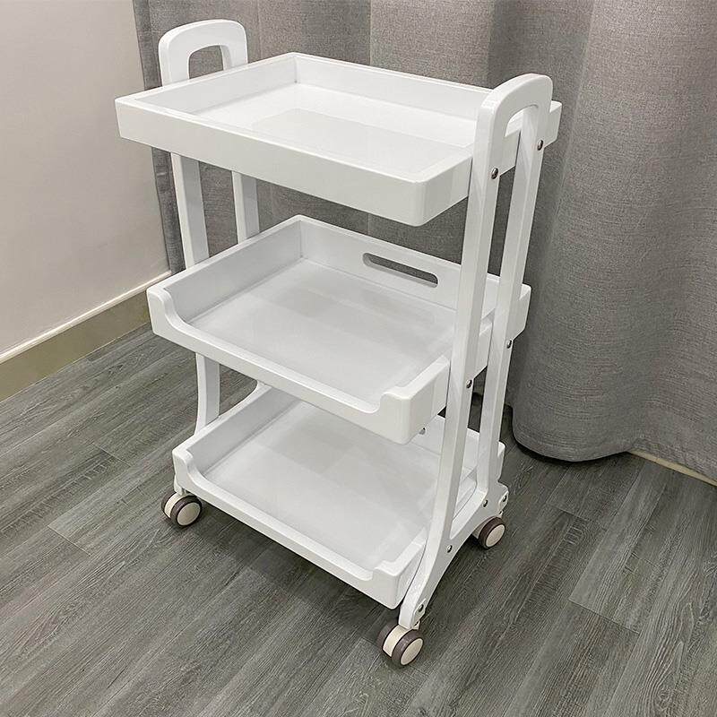 高档皮肤管理工具车三层移动置物架美容车小推车实木美甲美发英语