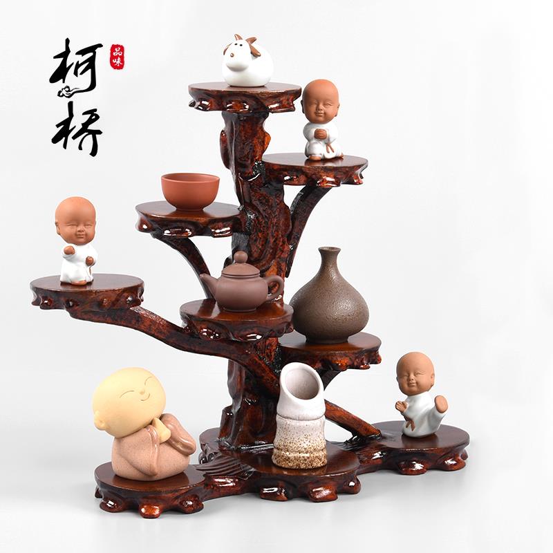 实木根雕奇石底座石头摆件工艺品紫砂壶古董小博古架花瓶盆景托架