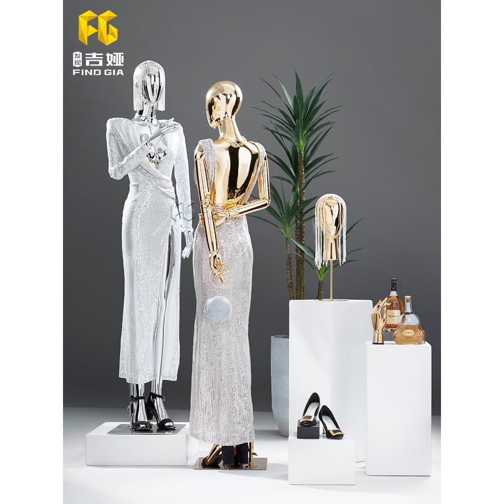 吉娅模特道具女服装店橱窗展示架电镀全身半身人台平肩高档人偶