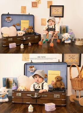 老上海老式行李箱旧皮箱覆古摄影道具盒中华民国怀旧旧物装饰怀旧