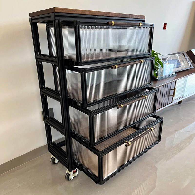 铝挤型材料海洋板置物架桦木压克力卧室床头柜家用推车展示柜多层