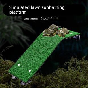 彷真草坪乌龟爬台玻璃鱼缸两栖动物晒背浮台吸盘水族箱造景装饰