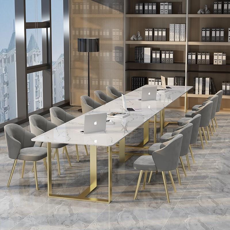 岩板会议桌长桌现代简约轻奢高级感长条桌子工作台洽谈桌椅办公桌