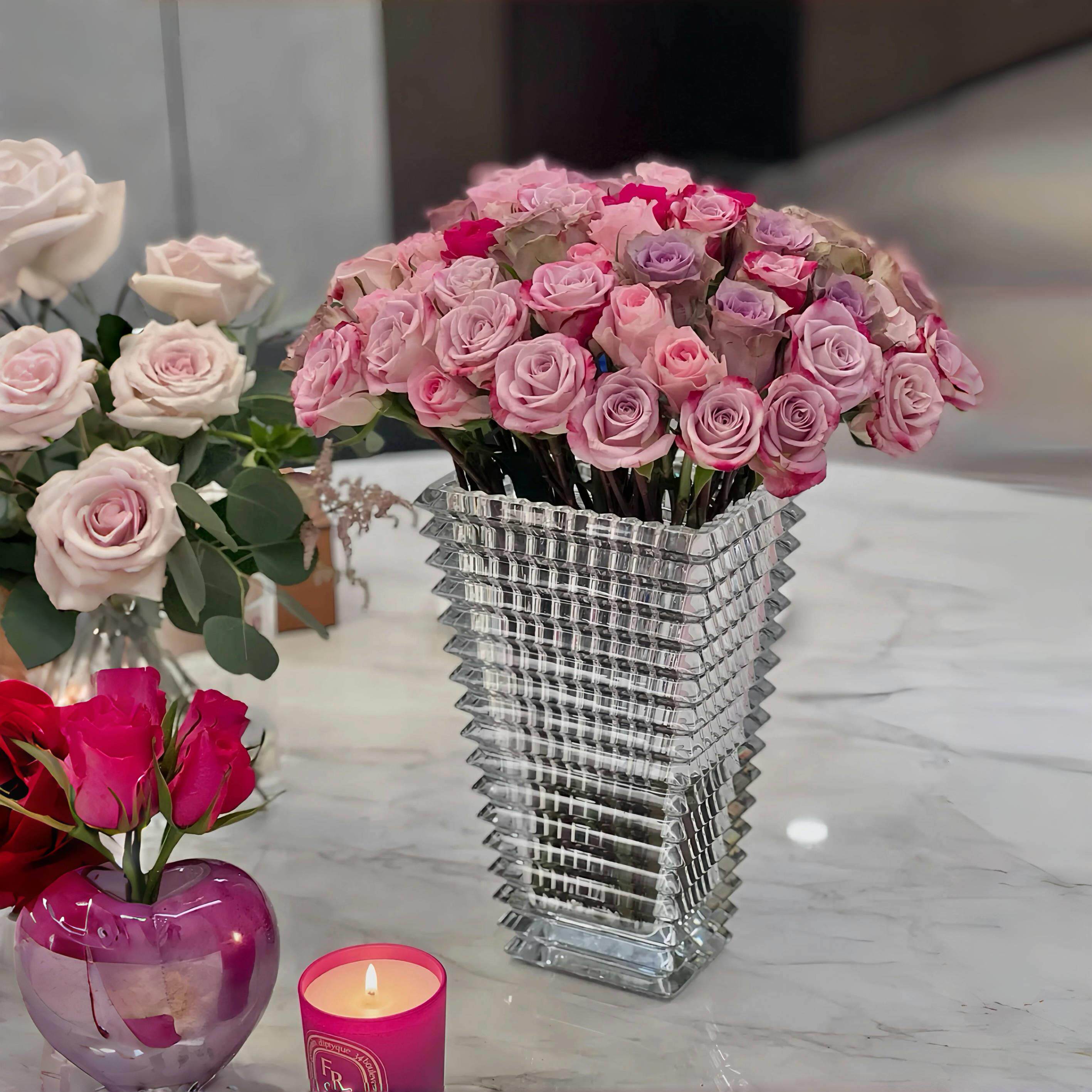 巴卡原矿水晶花瓶全手工高档轻奢璀璨卢索客餐厅琉璃插拉花瓶花器