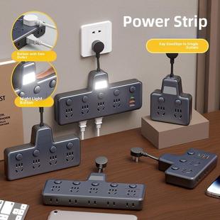 官方正品纯铜插座转换器多功能转换插头多孔家用带USB避雷保护