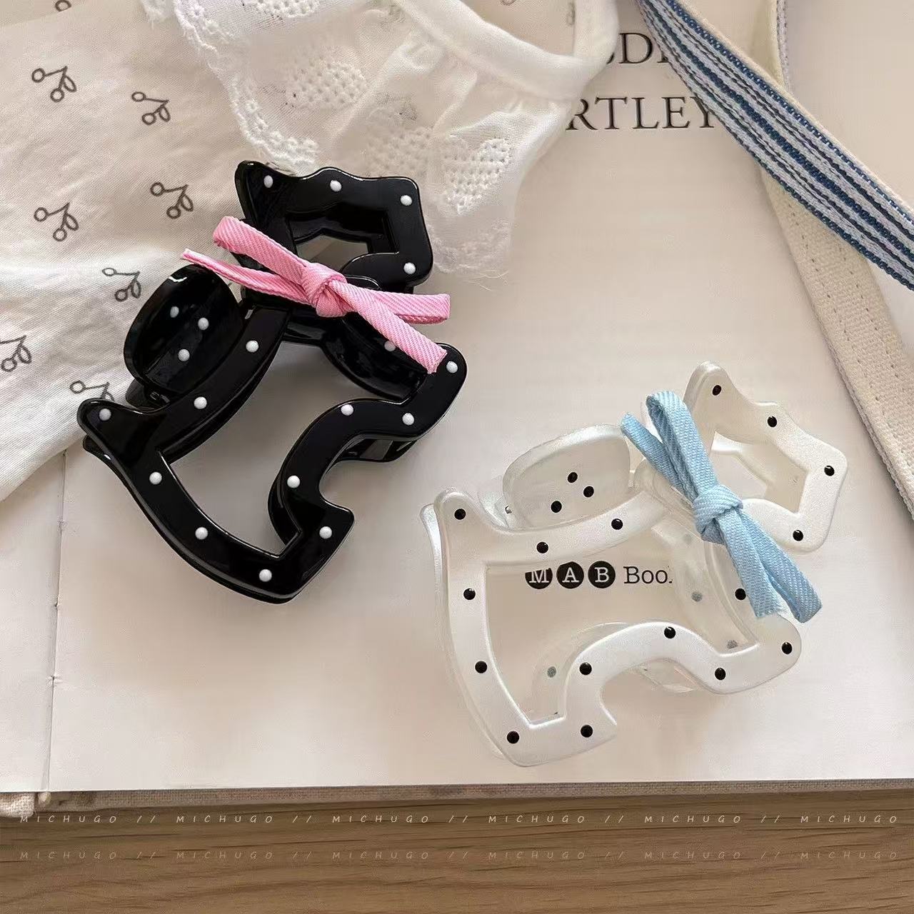 可爱小狗抓夹女高级感2025新款