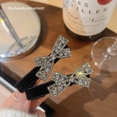 简约定制款 蝴蝶结水钻鸭嘴夹黑色刘海夹前额碎发夹侧边夹发卡发饰