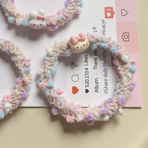 卡通小狗毛绒发绳可爱发圈头绳女