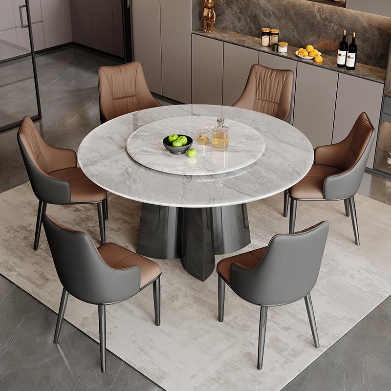 轻奢大理石餐桌椅家用现代简约超晶石小户型高端微晶石圆形饭桌子