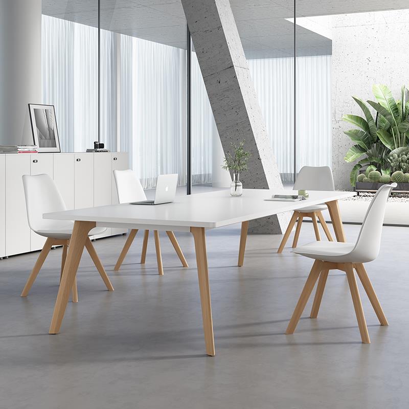 会议桌简约现代小型6/8/10人简易洽谈长条桌北欧实木办公桌椅组合