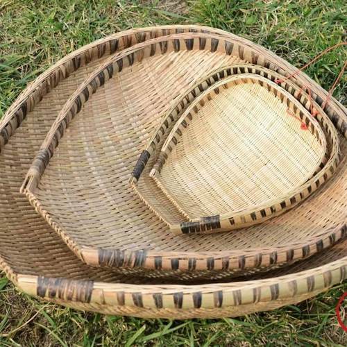 贵州竹编筲箕簸箕家用竹制品竹筛子淘米沥米洗菜晾晒收纳竹篮火锅
