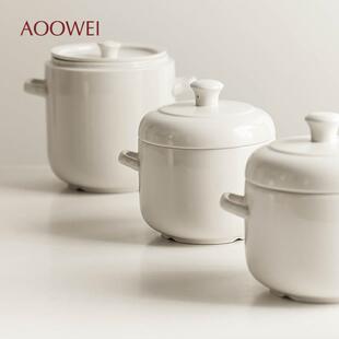 天然陶瓷家用纯双盖炖盅蒸锅内胆隔水炖专用燕窝盅煨汤瓦罐碗炖罐