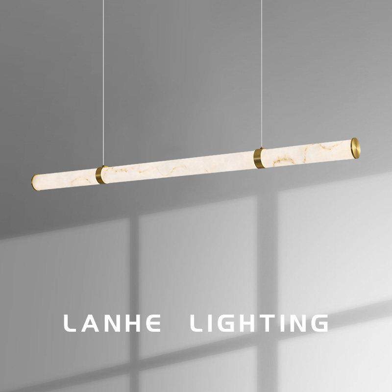 意式轻奢餐厅吊灯云石全铜餐桌吧台岛台设计师高级感一字长条灯具,家装灯饰光源,餐厅吊灯,淘宝优惠券,粉丝福利购,淘宝优惠卷