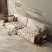 新中式 宋氏美学实木直排沙发现代简约轻奢家用客厅布艺皮艺沙发