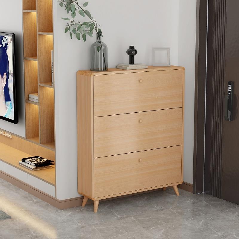 北欧超薄鞋柜翻斗式15cm全实木简约现代小户型家用门口经济型入户