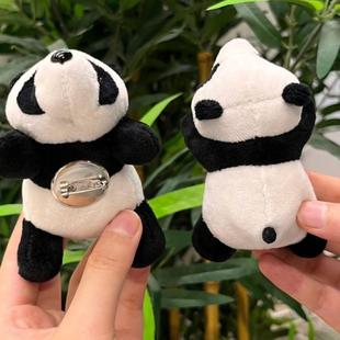 情侣配饰潮 熊猫胸针中国风趴趴熊猫别针超萌毛绒胸针书包卫衣个性