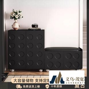 鞋柜家用门口黑色加厚入户玄关柜高级感现代简约储物柜换鞋柜