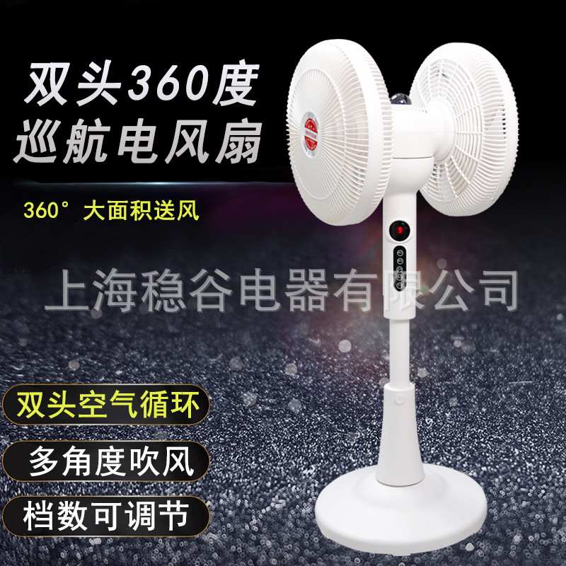 双面落地扇家用空气循环扇多头遥控360度双头旋转风扇