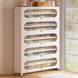 钢制鞋柜家用落地多层防尘鞋架门口入户玄关大容量收纳翻门置物柜