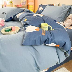 ins风夏季纯棉床上四件套高级感透气全棉网红床品被套床单三件套