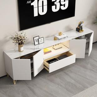 实木加高电视柜茶几组合现代简约岩板电视柜小户型客厅家用电视柜