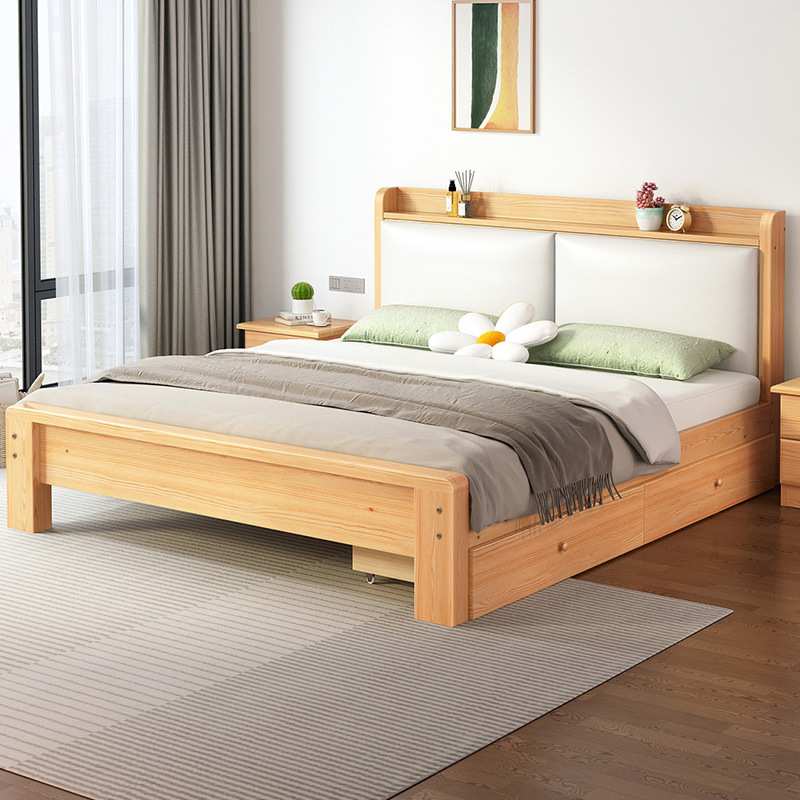 源头源头包安装全实木床1.5米双人床现代简约家用欧式软包经济型1