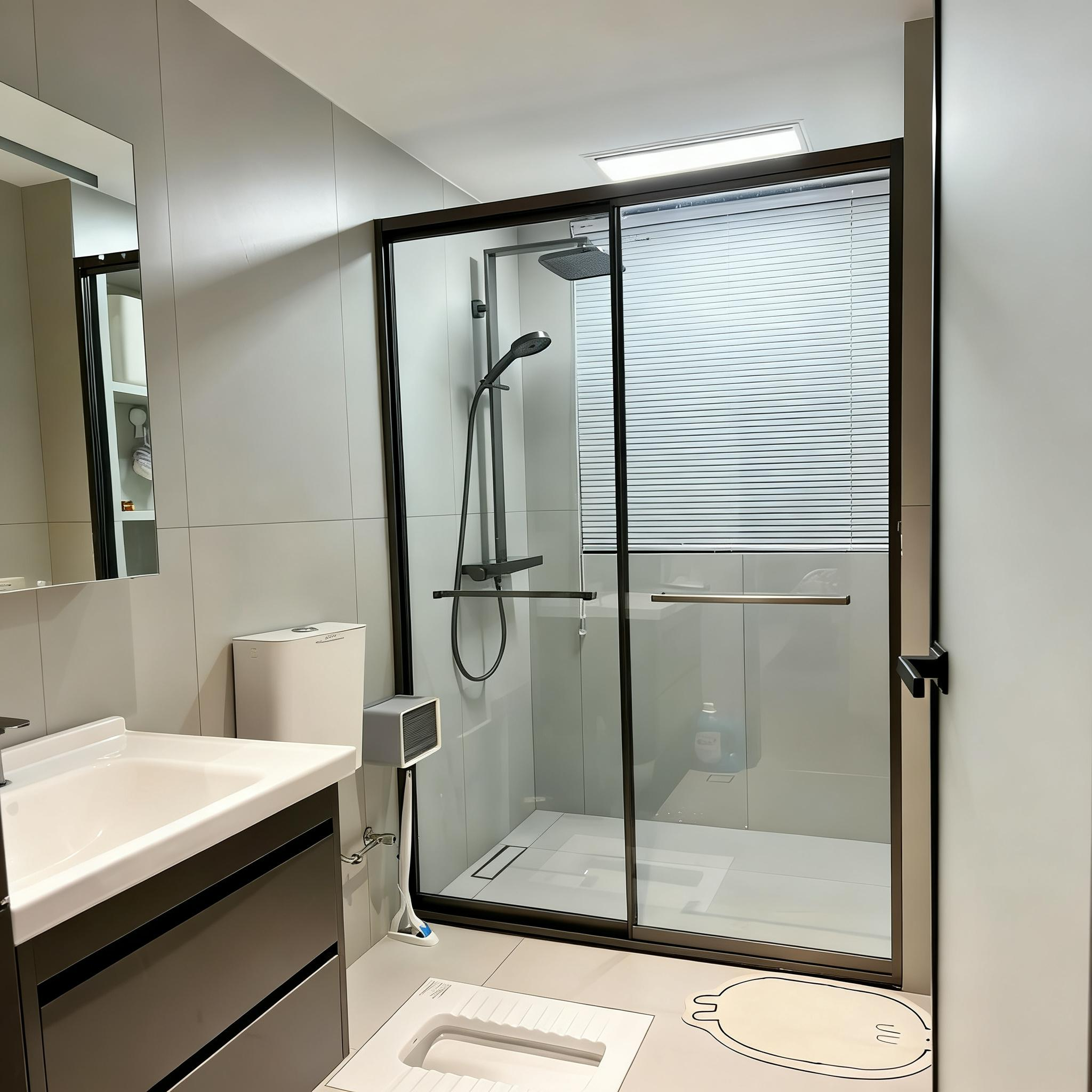 卫生间隔断淋浴房一体定制全玻璃现代简约家用隔断设计