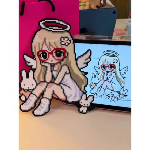 野有上秋拼豆成品手工像素钥匙扣 上秋子少女心事可爱包包挂件