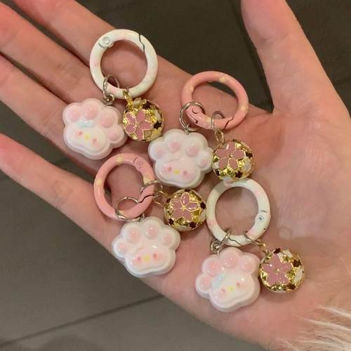 拼豆钥匙扣配件可爱铃铛猫爪KT猫钥匙扣卡通包包吊坠挂件少女书包