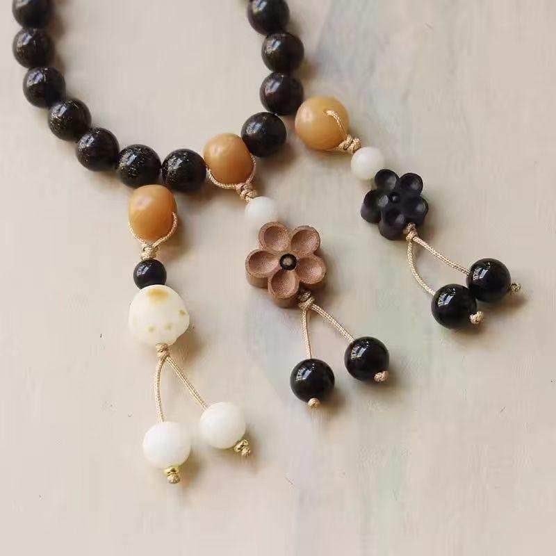 无患子手串diy配件天然菩提隔珠桃木檀木梅花猫爪流苏挂坠无患子